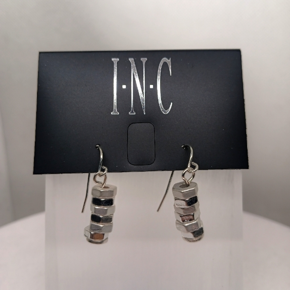 INC Bolt Silver Tone Dangle Earrings
